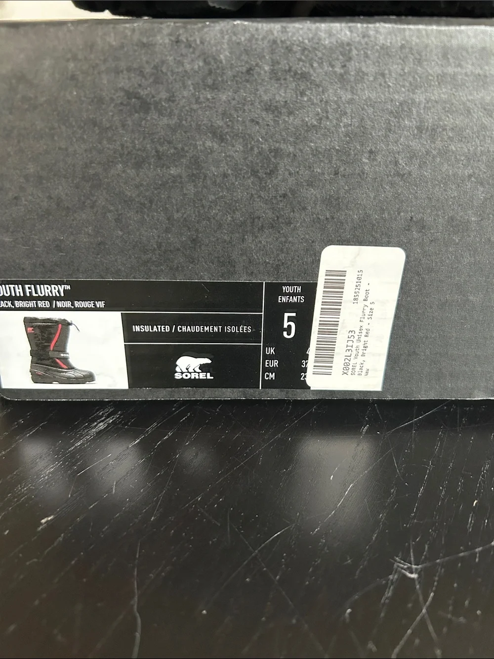 Sorel Black and Red Kids' Snow Boots